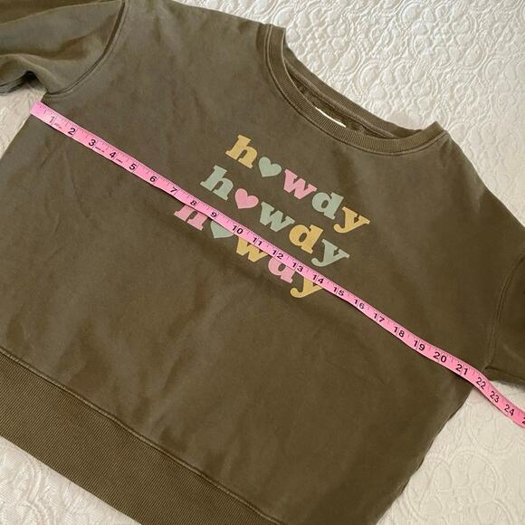 Pact Organic Cotton Pullover Crew Neck Howdy Sweater Size Small Green Western - Picture 7 of 8